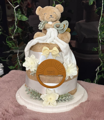 Evergreen Bear Small Nappy Cake