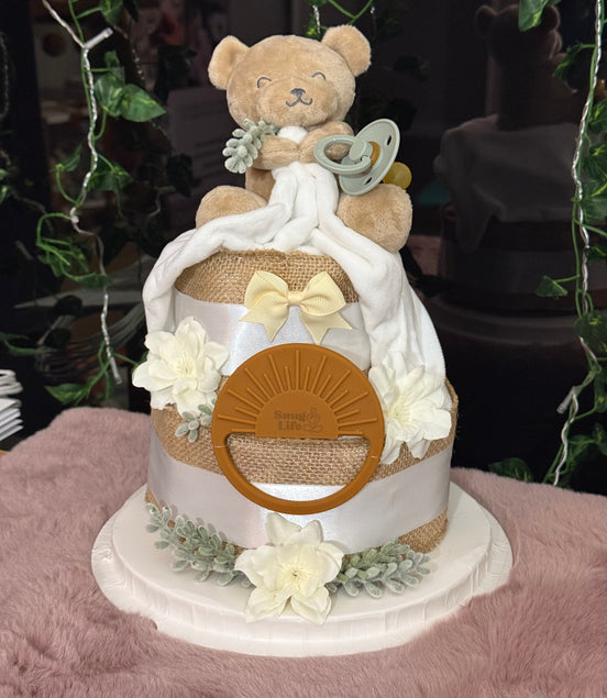 Evergreen Bear Small Nappy Cake