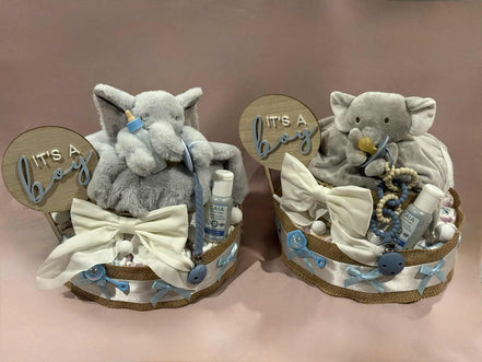 Blue Super Soft Elephant Large Nappy Cake