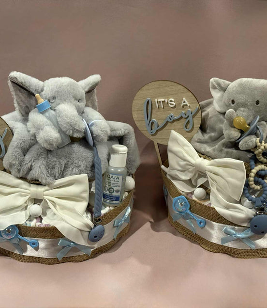 Grey Elephant Large Nappy Cake