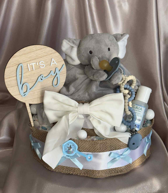 Grey Elephant Large Nappy Cake