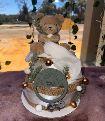 Evergreen Bear Small Nappy Cake