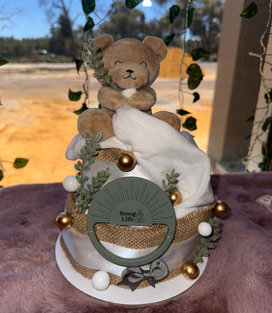 Evergreen Bear Small Nappy Cake