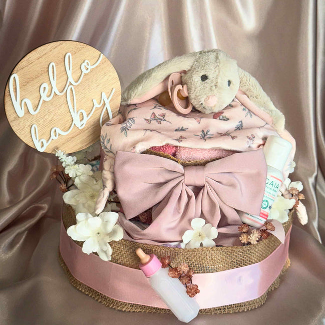 Pretty in Pink Large Nappy Cake