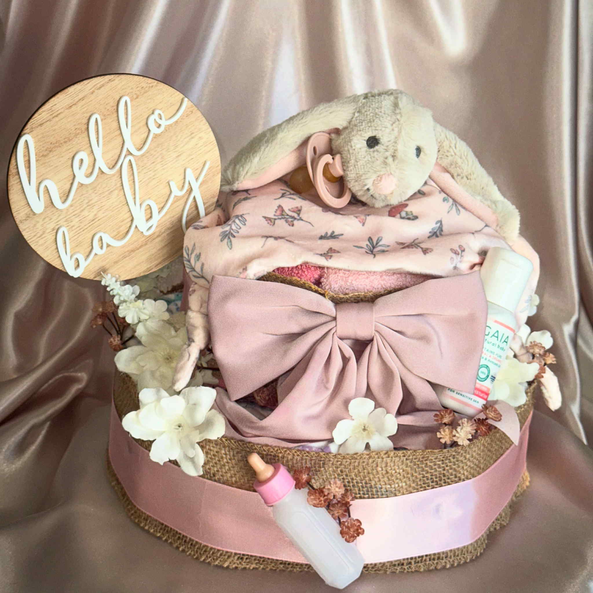 Pretty in Pink Large Nappy Cake