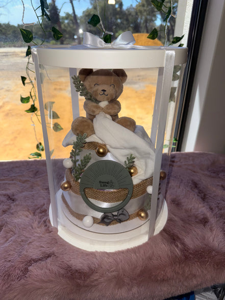 Evergreen Bear Small Nappy Cake