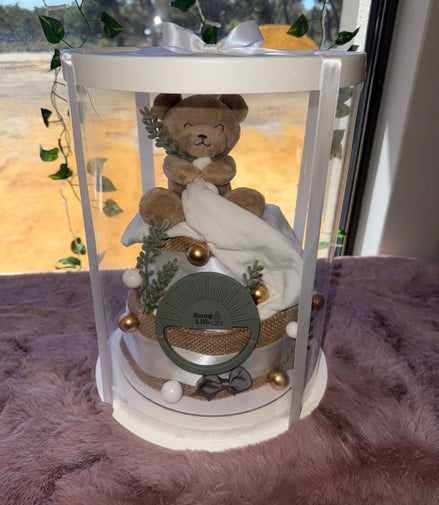 Evergreen Bear Small Nappy Cake