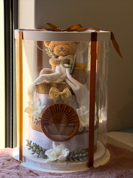 Evergreen Bear Small Nappy Cake